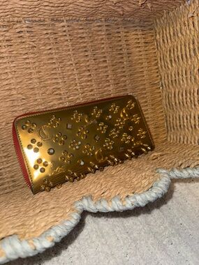 Christian Louboutin Gold Studded Zip-Around Women's Wallet